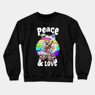 Peace And Love Cartoon Retro Skeleton Crewneck Sweatshirt